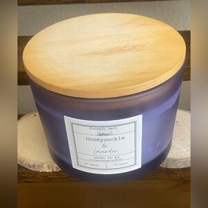 Honeysuckle Lavender Scented Candle in Purple Glass Jar